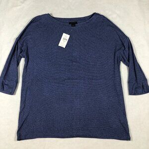 J.Jill Top Womens Small Wearever Blue Pullover Boat Neck #213991 NEW NWT $79